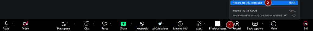 Record to this Computer