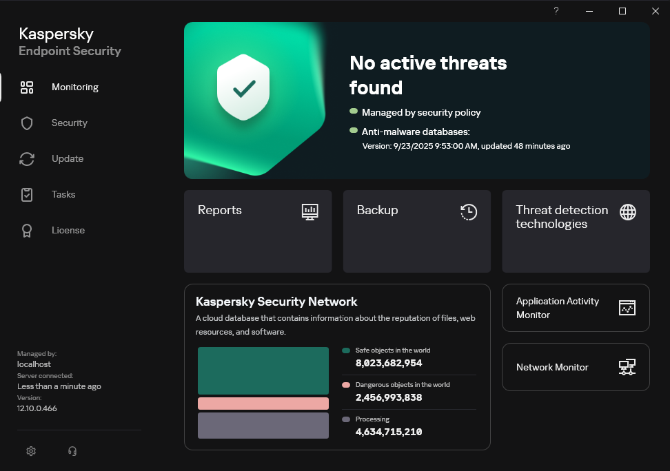 Tampilan Kaspersky Endpoint Security