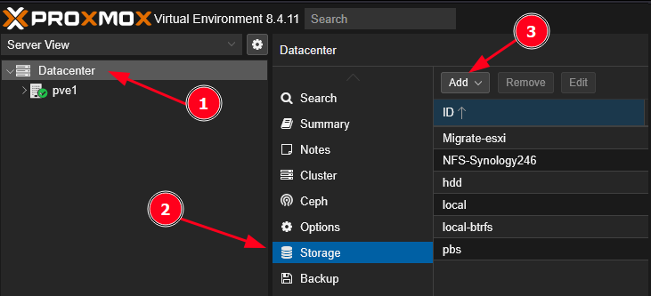 Menu Datacenter