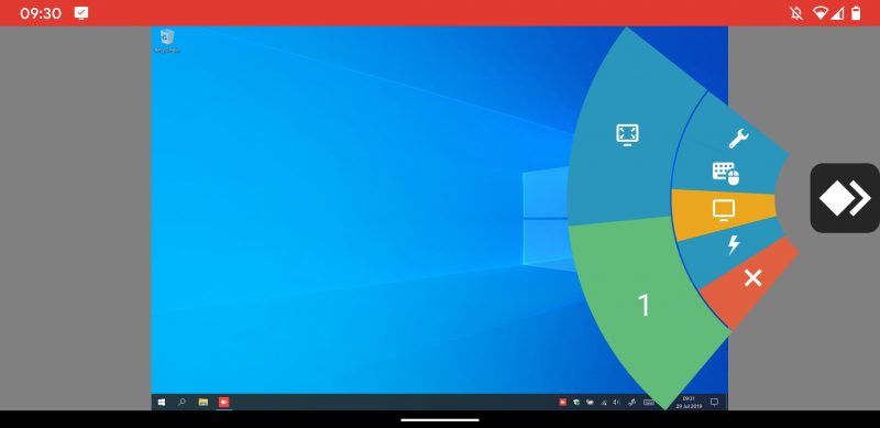 Sesi AnyDesk di perangkat Android