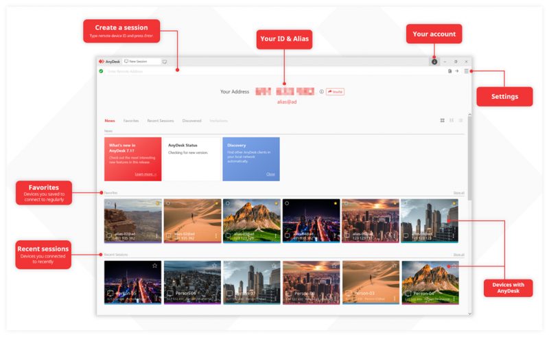 Jendela utama aplikasi AnyDesk