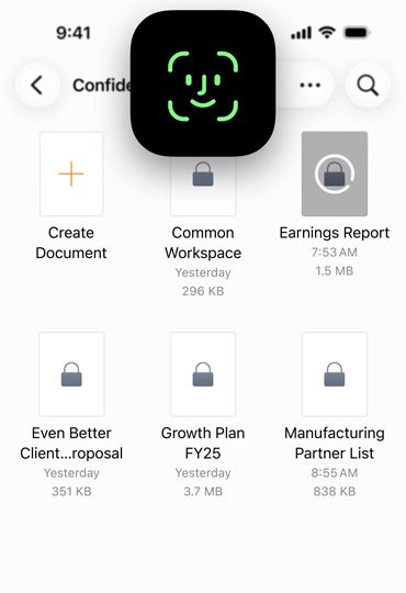 Autentikasi Face ID untuk membuka dokumen rahasia