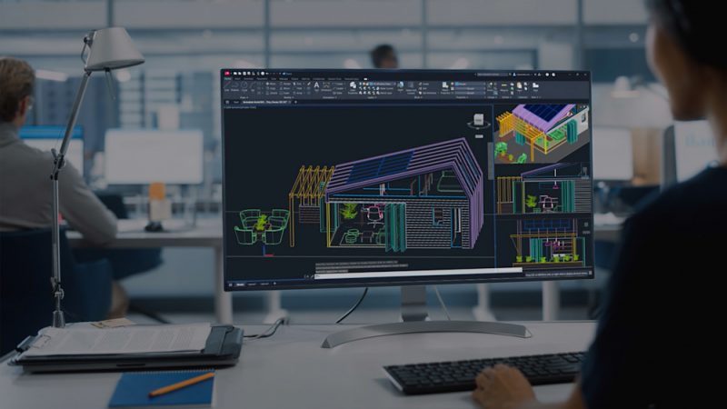 AutoCAD 2027 di layar desktop kantor desain