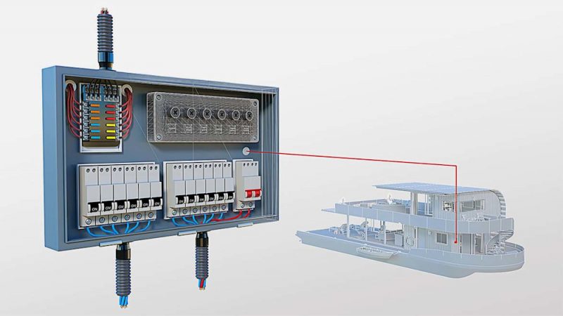 Panel listrik yang dirancang dengan Electrical toolset