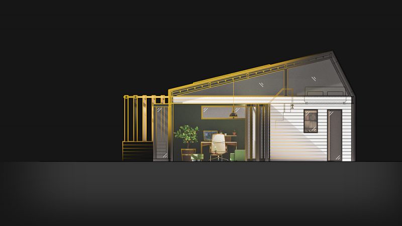Gambar kerja 2D bangunan di AutoCAD LT