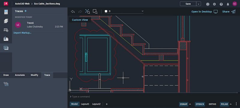 Fitur Trace di AutoCAD Web untuk memberi catatan revisi