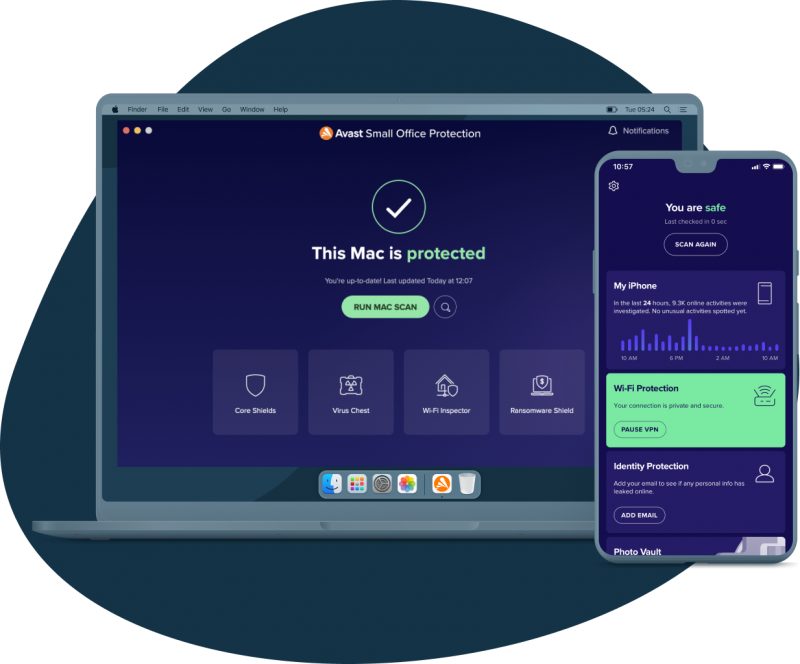 Avast Small Office Protection di laptop Mac dan ponsel