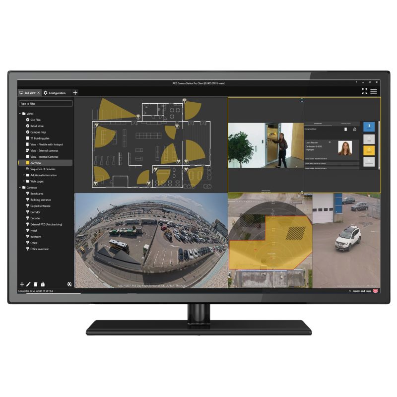 Tampilan AXIS Camera Station Pro di monitor