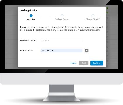 Penambahan aplikasi di WAF-as-a-Service