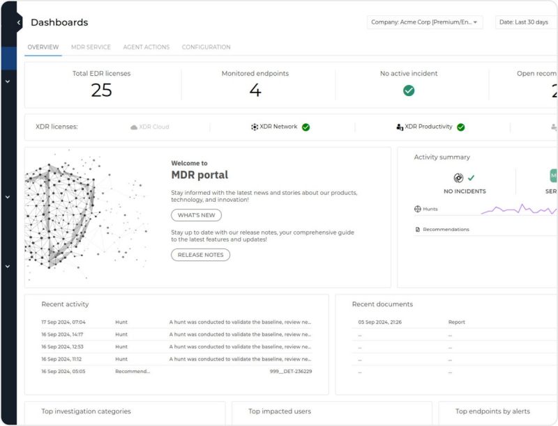 Tampilan MDR Portal Bitdefender