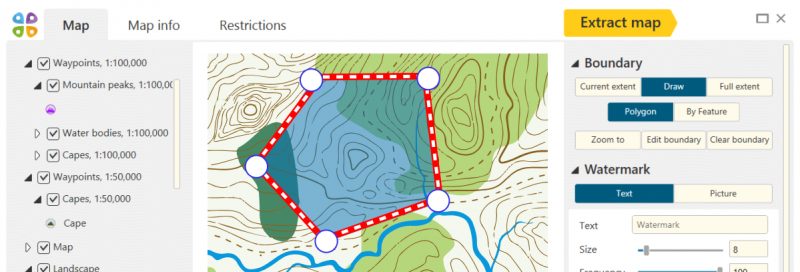 Pengaturan ekstraksi peta di CarryMap Builder