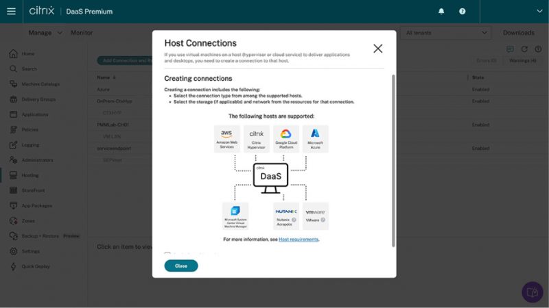 Membuat host connection ke berbagai cloud di Citrix DaaS