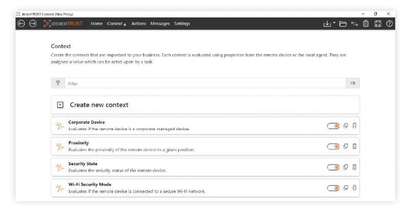 Pembuatan konteks perangkat di deviceTRUST