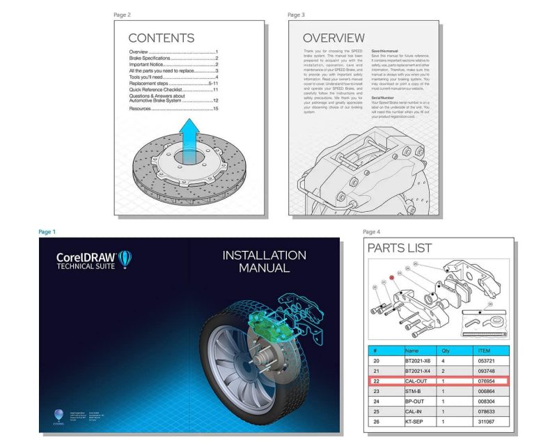 Contoh manual instalasi yang dibuat dengan CorelDRAW Technical Suite