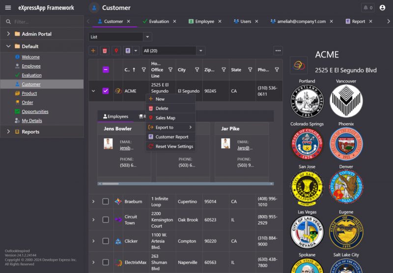 Aplikasi CRM yang dibangun dengan DevExpress XAF
