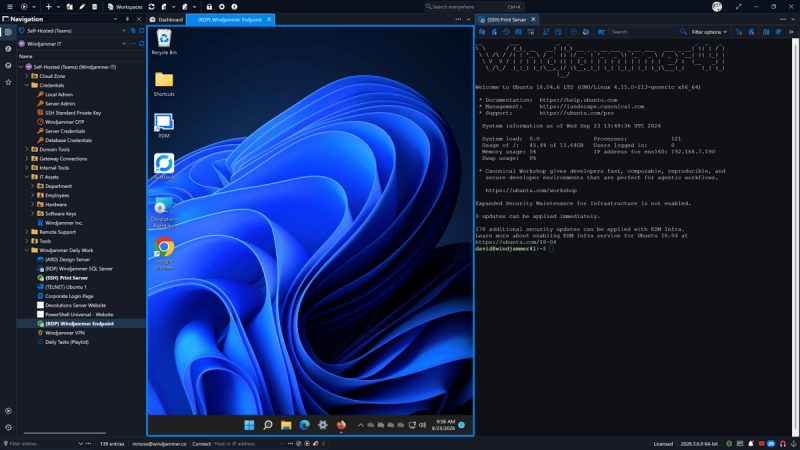 Sesi RDP bertab di Remote Desktop Manager