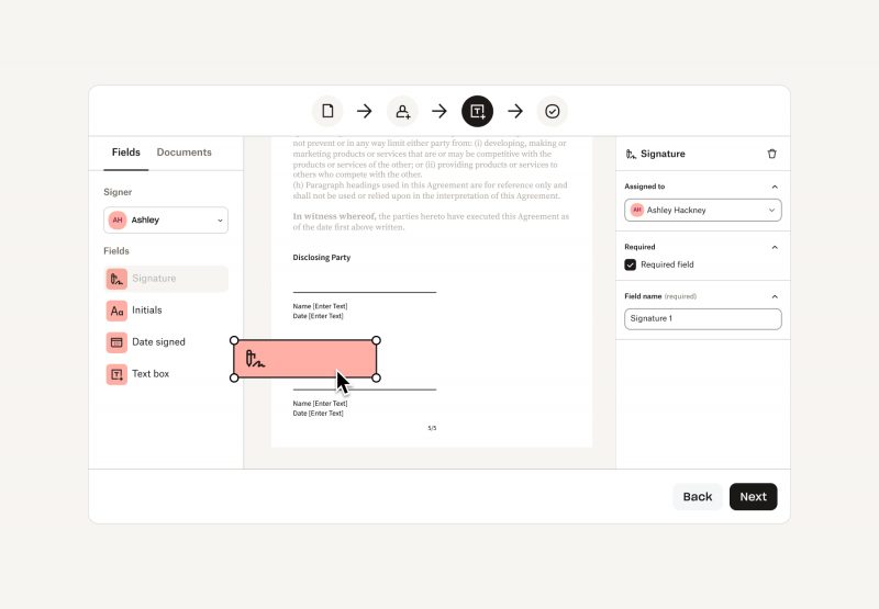 Menyiapkan dokumen untuk ditandatangani di Dropbox Sign