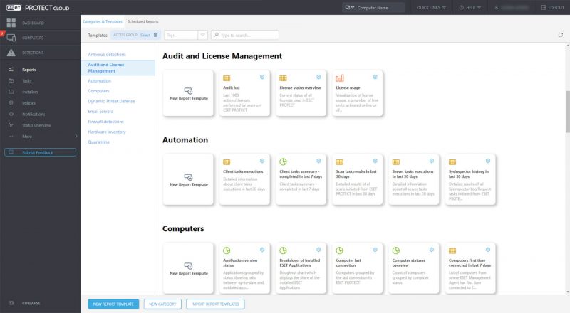 Laporan di konsol ESET PROTECT