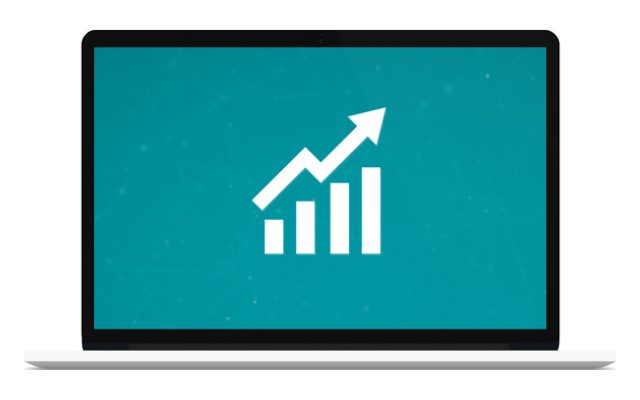 Laptop dengan grafik laporan keamanan