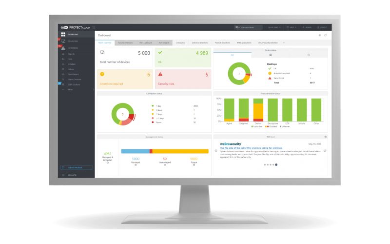 Konsol ESET PROTECT di monitor