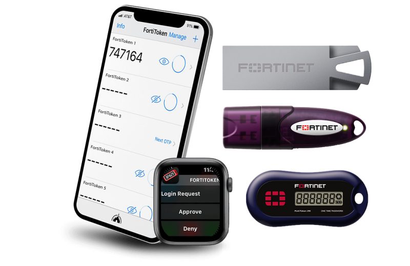 Ragam bentuk FortiToken: aplikasi mobile dan token USB