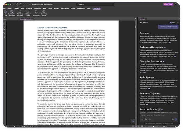 Panel AI Assistant di samping dokumen PDF