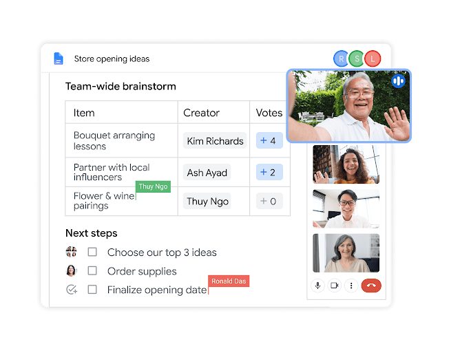 Google Docs dikerjakan bersama saat rapat