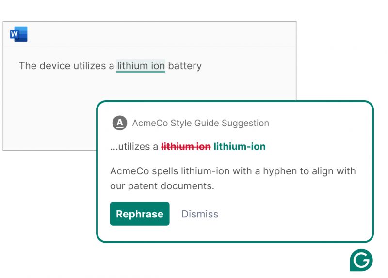Saran sesuai style guide perusahaan di Grammarly