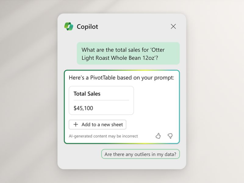 Copilot di Excel membuat PivotTable dari pertanyaan