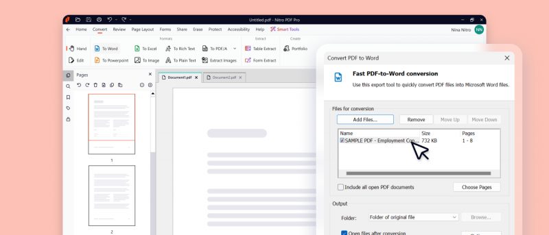 Konversi PDF ke Word di Nitro PDF Pro