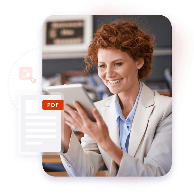 Pengguna bekerja dengan Nitro PDF Pro di tablet