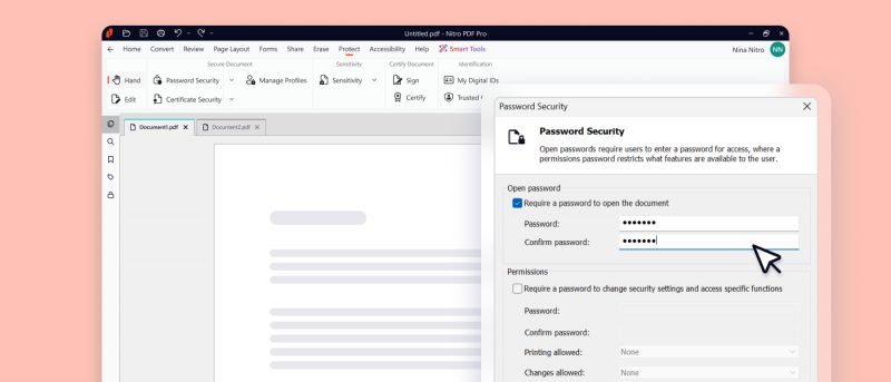 Pengaturan password dan keamanan di Nitro PDF Pro