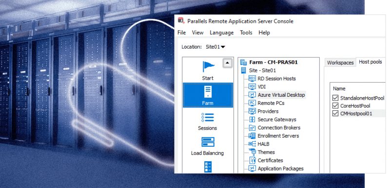 Konsol Parallels RAS dengan integrasi Azure Virtual Desktop