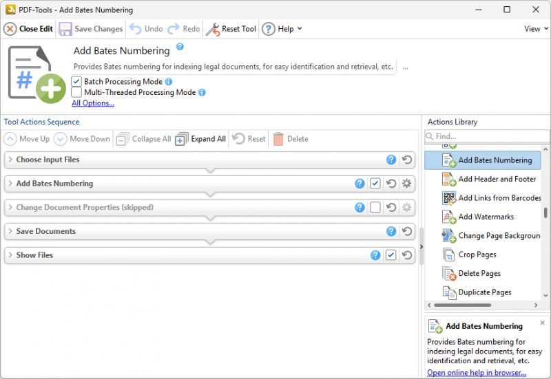 Pengaturan Bates numbering di PDF-Tools