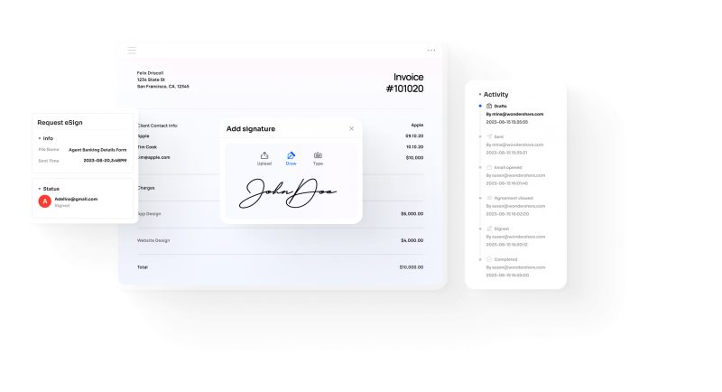 Tanda tangan elektronik pada invoice di PDFelement