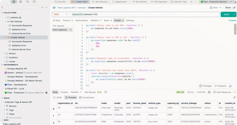 Tampilan API Client Postman