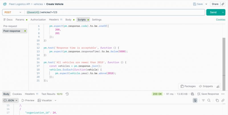 Memeriksa detail respons API di Postman