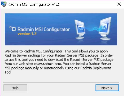 Radmin MSI Configurator untuk deployment