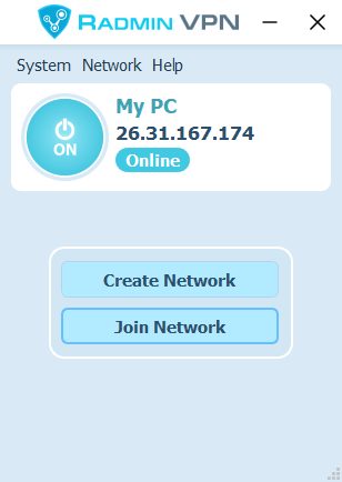 Jendela aplikasi Radmin VPN