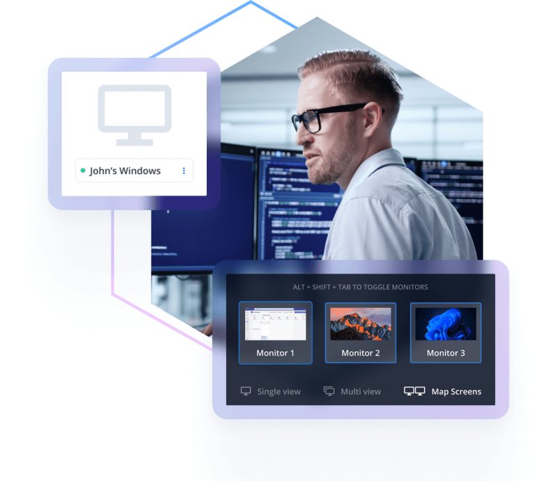 Remote session RealVNC dengan beberapa monitor