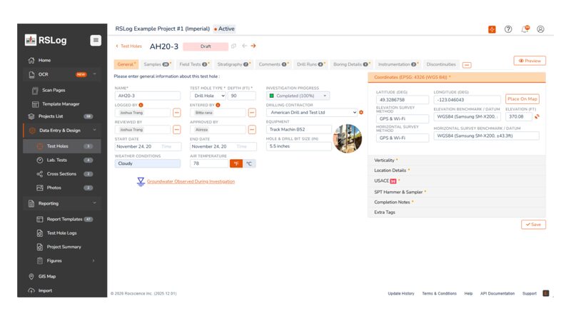Aplikasi web RSLog untuk data bor