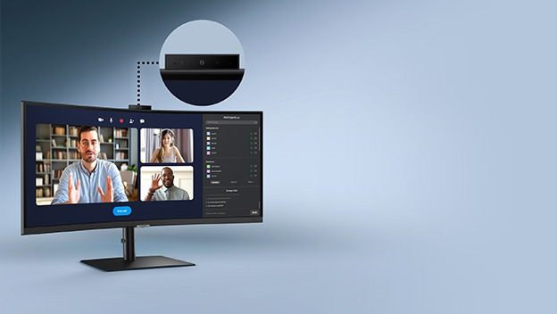 Monitor Samsung dengan webcam untuk rapat video