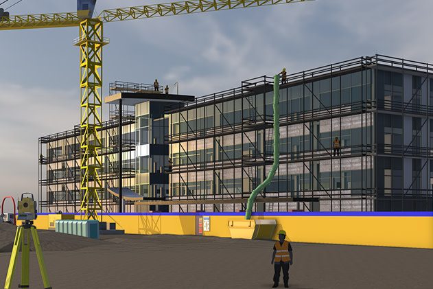 Model konstruksi gedung di SketchUp