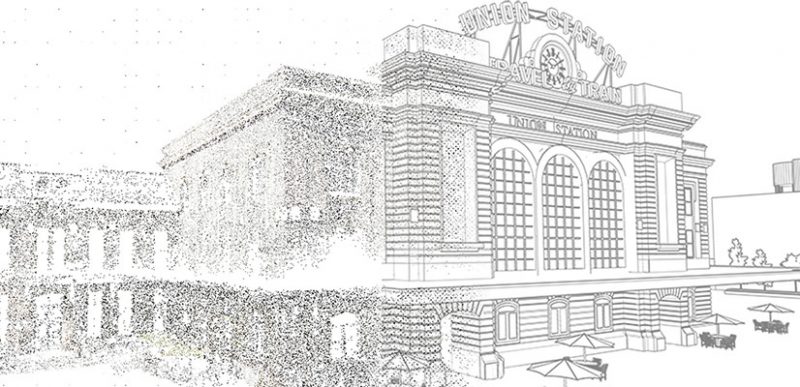 Point cloud gedung di Scan Essentials