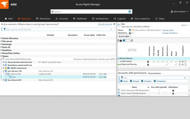 Analisis izin NTFS di SolarWinds Access Rights Manager
