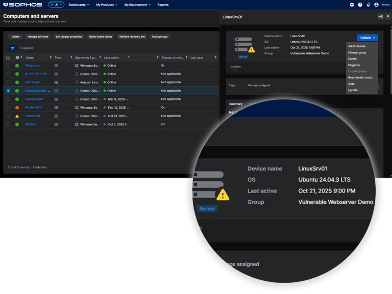 Perlindungan cloud workload Sophos