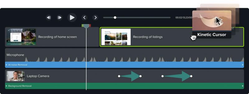 Timeline Camtasia dengan beberapa track media