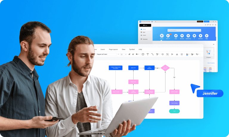 Tim membuat flowchart di EdrawMax