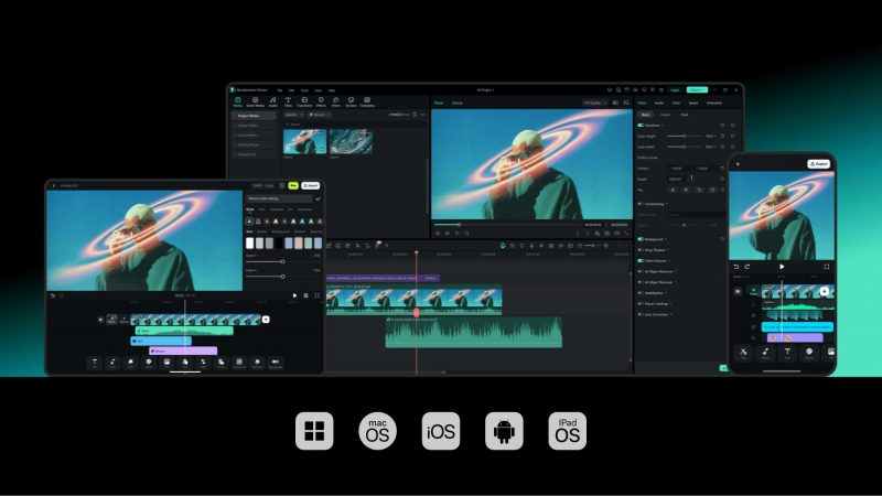Editor video Wondershare di desktop dan perangkat mobile