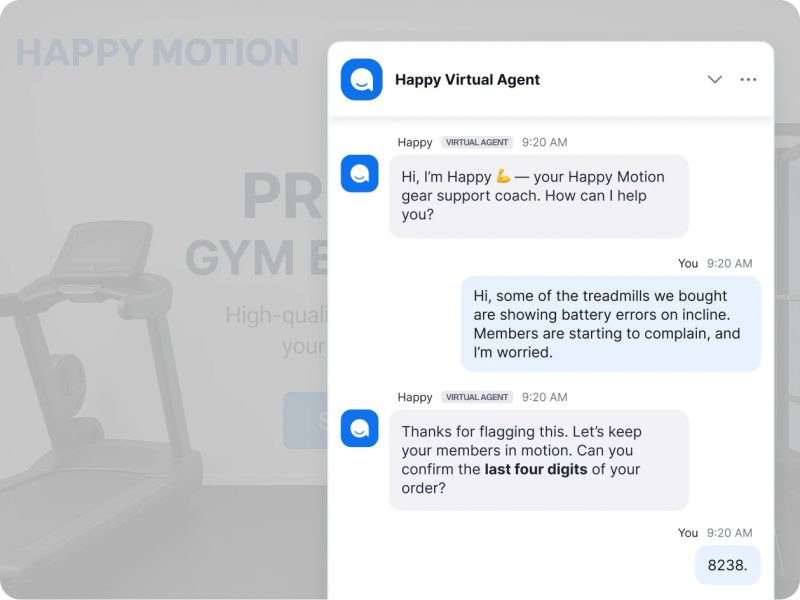 Percakapan pelanggan dengan Zoom Virtual Agent